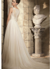 V Neckline Ivory Beaded Tulle Wedding Dress